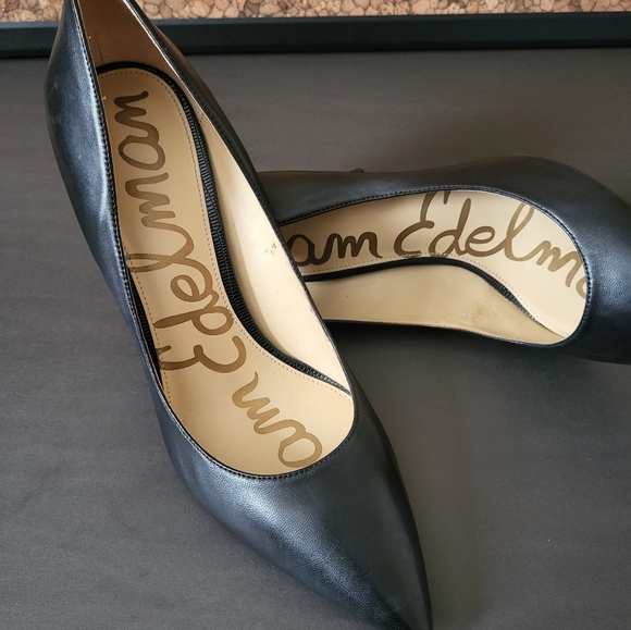 Sam Eldeman Leather Classic Black High Heel Size 11.5 US Women's - Picture 6 of 8